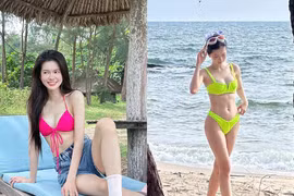 Gái xinh Đỗ Yên Đan khoe body cực nét khi diện bikini ở biển
