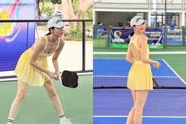 "Nữ hoàng nội y" Ngọc Trinh khoe vóc dáng thể thao trên sân Pickleball