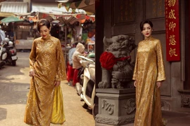 Vũ Thanh Quỳnh thả dáng áo dài lấp lánh đậm văn hóa Á Đông