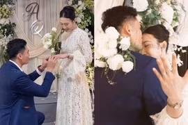 Hoa khôi bóng chuyền Nguyệt Anh được bạn trai cầu hôn lãng mạn