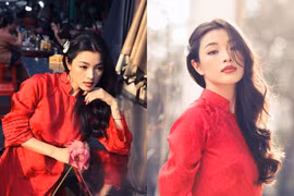 Phạm Nguyễn Lan Thy diện áo dài đỏ, thần thái điện ảnh gây thương nhớ