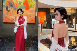 Chu Mạc Thúy Quỳnh diện áo dài cách tân mềm mại, quyến rũ