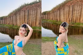 Bộ ảnh tắm biển táo bạo của DJ Soda giữa mùa đông lạnh giá