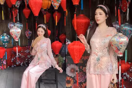 “Búp bê sống” Lilly Luta diện áo bà ba đẹp miễn chê giữa không gian đèn lồng