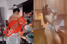 "Đổi gió" vào bếp nấu ăn, nữ gymer gây bức xúc vì trang phục gợi cảm