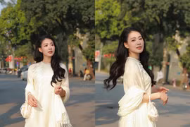 “Nàng thơ” Nguyễn Minh Trang dịu dàng trong tà áo dài bên Hồ Gươm