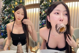 Ăn kem theo phong cách chẳng giống ai, gái xinh được netizen truy tìm