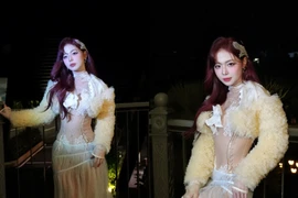 Liz Kim Cương diện đồ xuyên thấu táo bạo, visual gây chú ý