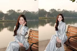 Hot girl Lê Phương Anh đẹp đến “nín thở” khi diện áo dài xuống phố