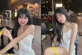 Khánh Vân (Mắt Biếc) thoải mái diện áo hai dây xuống phố