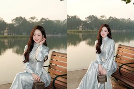 Hot girl Lê Phương Anh đẹp đến “nín thở” khi diện áo dài xuống phố