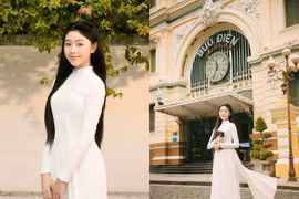 Mai Thảo Linh dịu dàng trong tà áo dài nữ sinh
