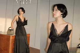 “Cô em trendy” Khánh Linh diện váy đen khoe vẻ đẹp ma mị