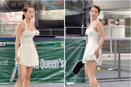 Chi Pu khoe vòng eo trứ danh khiến sân pickleball mất tập trung