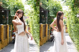 Hot girl pickleball 'em Kim say hi' xuất hiện với phiên bản 'nàng thơ'