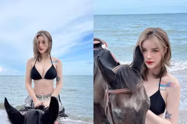 'Nữ thần tắm suối' Jessie Vard gây sốt khi khoe body bên bờ biển