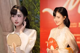 Nữ tiếp viên hàng không Gabriella Bùi dịu dàng trong áo dài