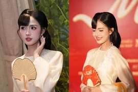 Nữ tiếp viên hàng không Gabriella Bùi dịu dàng trong áo dài