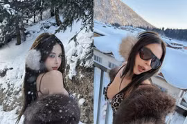 Hà Môi gây “bỏng mắt” khi diện bikini giữa trời tuyết