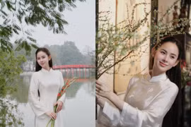 “Nàng dâu hào môn” Hương Liên diện áo dài trắng, khoe vẻ đẹp tinh khôi