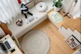 Bên trong căn hộ 14m² tiện nghi, có tới 2 phòng khách