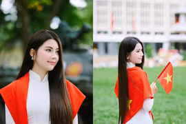 Con gái út MC Quyền Linh khoe ảnh diện áo dài, nhan sắc gây tranh luận