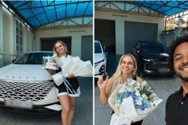 Trở về Việt Nam, vợ chồng Xuân Son khoe ôtô mới 
