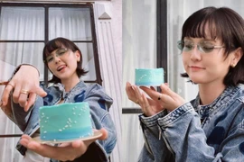 Hải Tú đón tuổi mới với phong cách nổi bật bên chiếc bánh kem 'màu xanh'