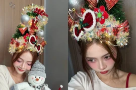 Lê Lý Lan Hương đón Giáng sinh sớm với mái tóc hóa thành… cây thông Noel
