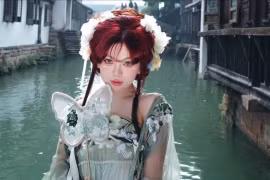 Hot girl Bảo Hân Helia đẹp tựa tiên nữ giữa cổ trấn Trung Quốc