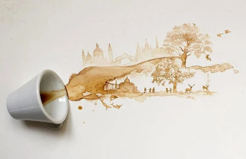 Không thể tin tác phẩm tuyệt đẹp này được vẽ từ trà, cafe đổ