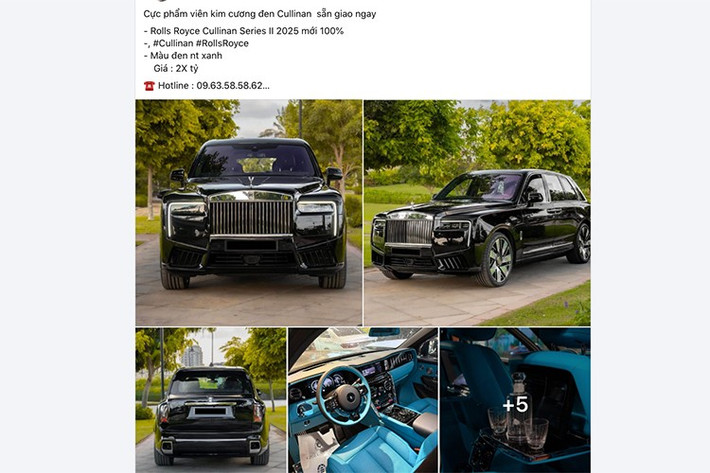 Chiếc SUV siêu sang Rolls-Royce Cullinan Series II mới tinh này xuất hiện trong 1 showroom nhập khẩu tư nhân và được chào bán trên sàn ôtô hạng sang với mức giá khoảng hơn 20 tỷ đồng.