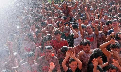 Chùm ảnh tưng bừng lễ hội ném cà chua ở Colombia