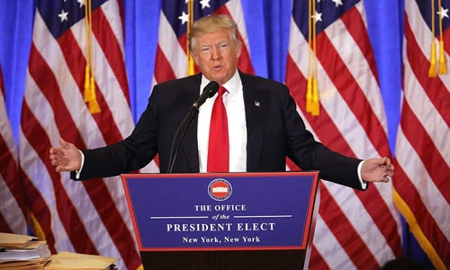 Hình ảnh họp báo đầu tiên của Tổng thống đắc cử Donald Trump