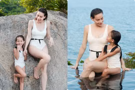 Hồ Ngọc Hà và con gái Lisa diện đồ bơi cùng khoe chân dài