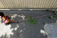 Nhói lòng bé gái bị trói chân giữa cái nóng 40 độ C