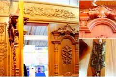 Lóa mắt cửa gỗ bạc tỷ trang trí nhà đại gia