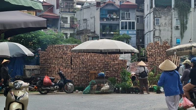 "Biến" lòng đường Hà Nội thành bãi tập kết VLXD