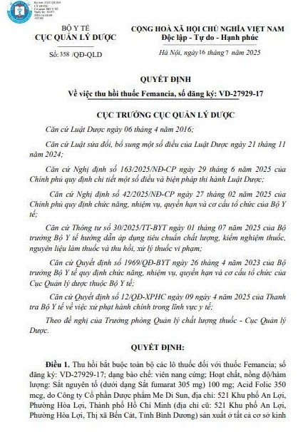 Quyết định thu hồi của Cục Quản lý Dược/Ảnh chụp màn hình 1-7487.jpg