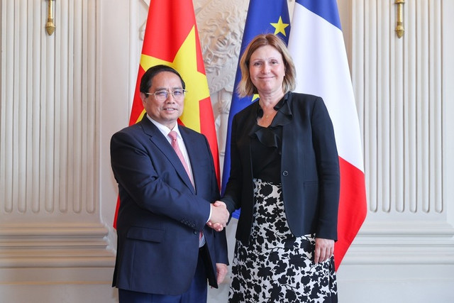 Thủ tướng Phạm Minh Chính và Chủ tịch Quốc hội Pháp Yael Braun-Pivet - Ảnh: VGP/Nhật Bắc Thủ tướng Phạm Minh Chính và Chủ tịch Quốc hội Pháp Yael Braun-Pivet - Ảnh: VGP/Nhật Bắc