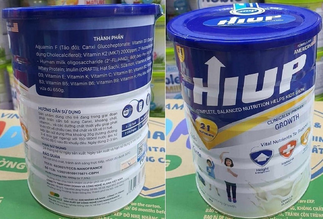 Sản phẩm dinh dưỡng Hiup giả do Công ty Cổ phần Z Holding sản xuất/Ảnh BCA. Sản phẩm dinh dưỡng Hiup giả do Công ty Cổ phần Z Holding sản xuất/Ảnh BCA.