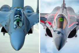 Tiêm kích J-16 của Trung Quốc (bên trái) và Rafale của Pháp