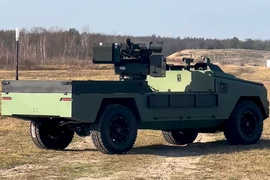 Xe robot mặt đất không người lái Ukraine trang bị vũ khí laser 