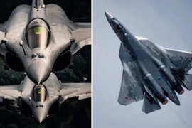 Các tiêm kích Rafale (bên trái) và Su-57