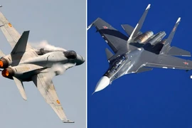 Tiêm kích F-18 của Tây Ban Nha và tiêm kích Su-30SM của Nga