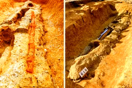 Phát hiện thanh kiếm khổng lồ 2,3 mét trong mộ cổ Nhật Bản