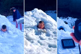 Chôn mình trong tuyết suốt 2 giờ phá kỷ lục thế giới 