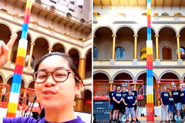 YouTuber dựng khối domino cao hơn 10m, ẵm kỷ lục Guinness