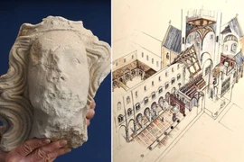 Bức tượng đầu đá mô tả vị vua Anh thời Trung Cổ 