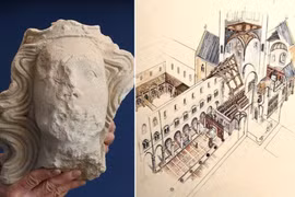 Bức tượng đầu đá mô tả vị vua Anh thời Trung Cổ 